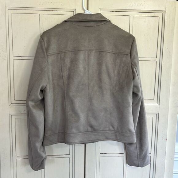 NWT Philosophy size large beige faux suede bomber jacket - Picture 3 of 4